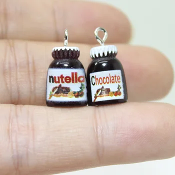 3D 잼 누텔라 병 초콜릿 소스 펜던트, 키체인 DIY 목걸이 귀걸이 쥬얼리 발견 액세서리, 로트당 10 개