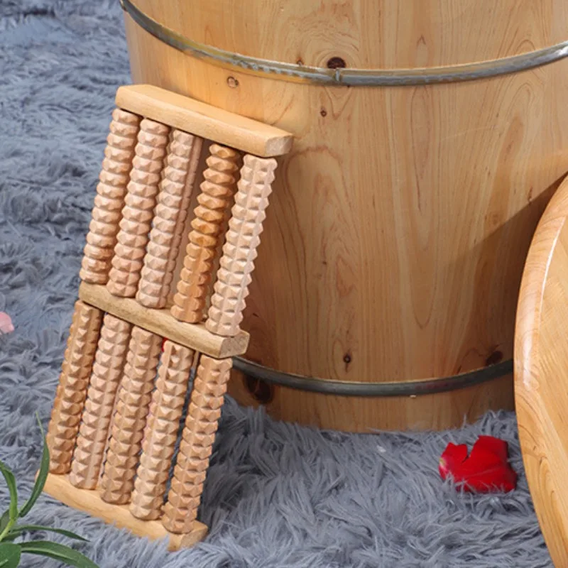 Thick Pedicur Foot Bucket Wooden with Lid 26cm Insulation Environmental Protection Foot Barrel Wooden Bucket Adult