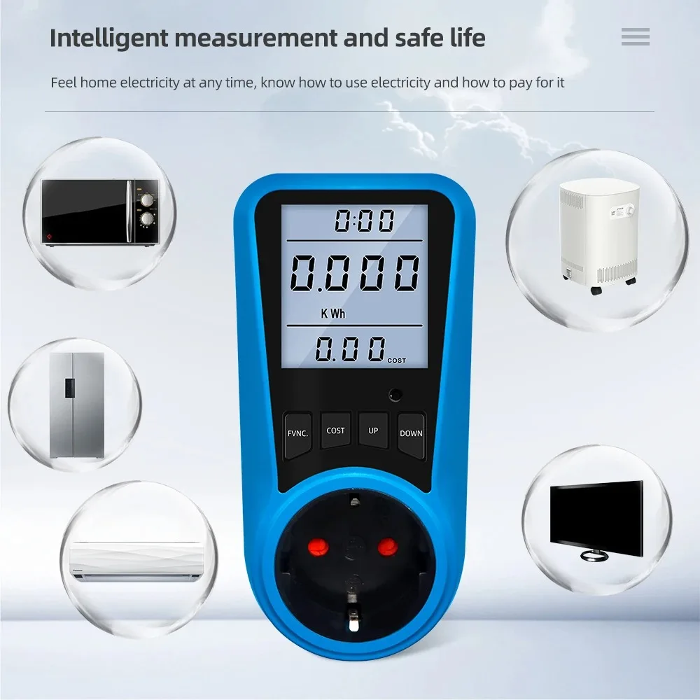 Power Meter Digital Current Voltmeter Time Watt Energy Tester 50Hz EU US UK AU FR BR IT Plug