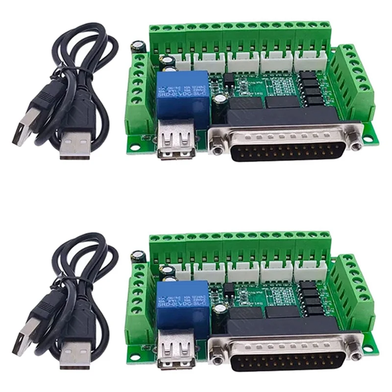 

2X Driver Board For MACH3 Engraving Machine 5 Axis CNC Breakout Board With Optical Coupler For Stepper Motor Drive