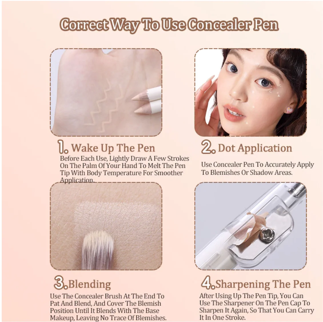 Veecci Concealer Highlight Pen Brighten Painting Eye Bags Multipurpose Portable Cosmetic 2.3g Cosmetics Face Makeup
