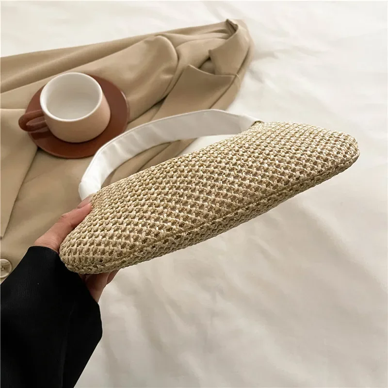 Women Straw Dumpling Bag Large Capacity Weaving Tote Handbag Beach Woven Tote Bag Ladies Summer braided straw Bag