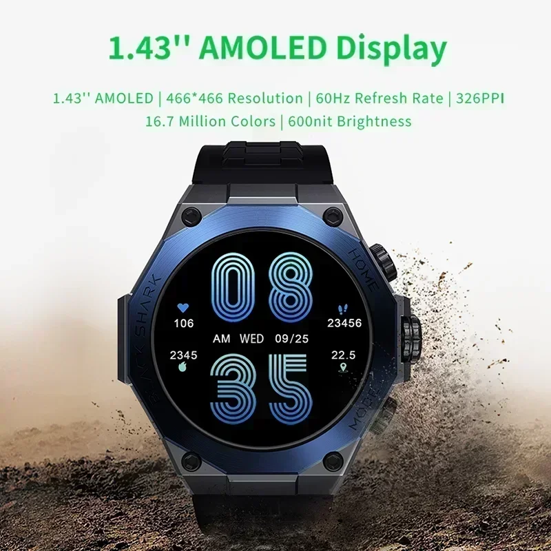 [Światowa premiera] Wersja globalna Inteligentny zegarek Black Shark S1 Pro 1,43'' AMOLED Bezprzewodowe ładowanie 15-dniowe żywotność baterii NFC Chat GPT