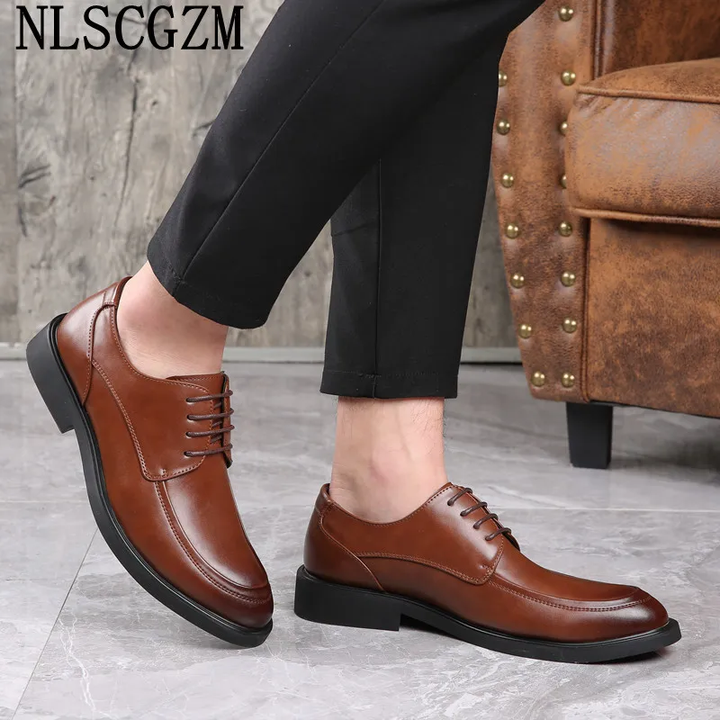 Zapatos de cuero informales para hombre, de Oxford, Italiano, a moda, para oficina, _ - AliExpress Mobile