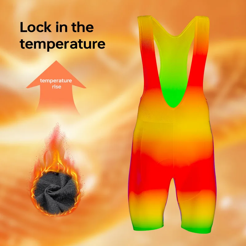 X-TIGER Winter Thermal Cycling Bib Shorts Men Fleece-Lined 5D Gel Pad 6 Hour 5-15℃ Long Distance Winter Biking Training