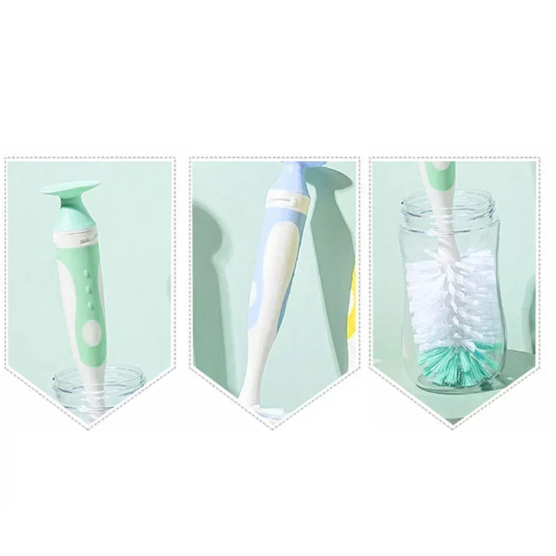 2 in 1 Mother-child Nylon Baby Bottle Cup Cleaning Brush Suction Stand Type Feeding Clean Tool Set bottle brush bottle cleaning brush cleaning brush cleaning brush set