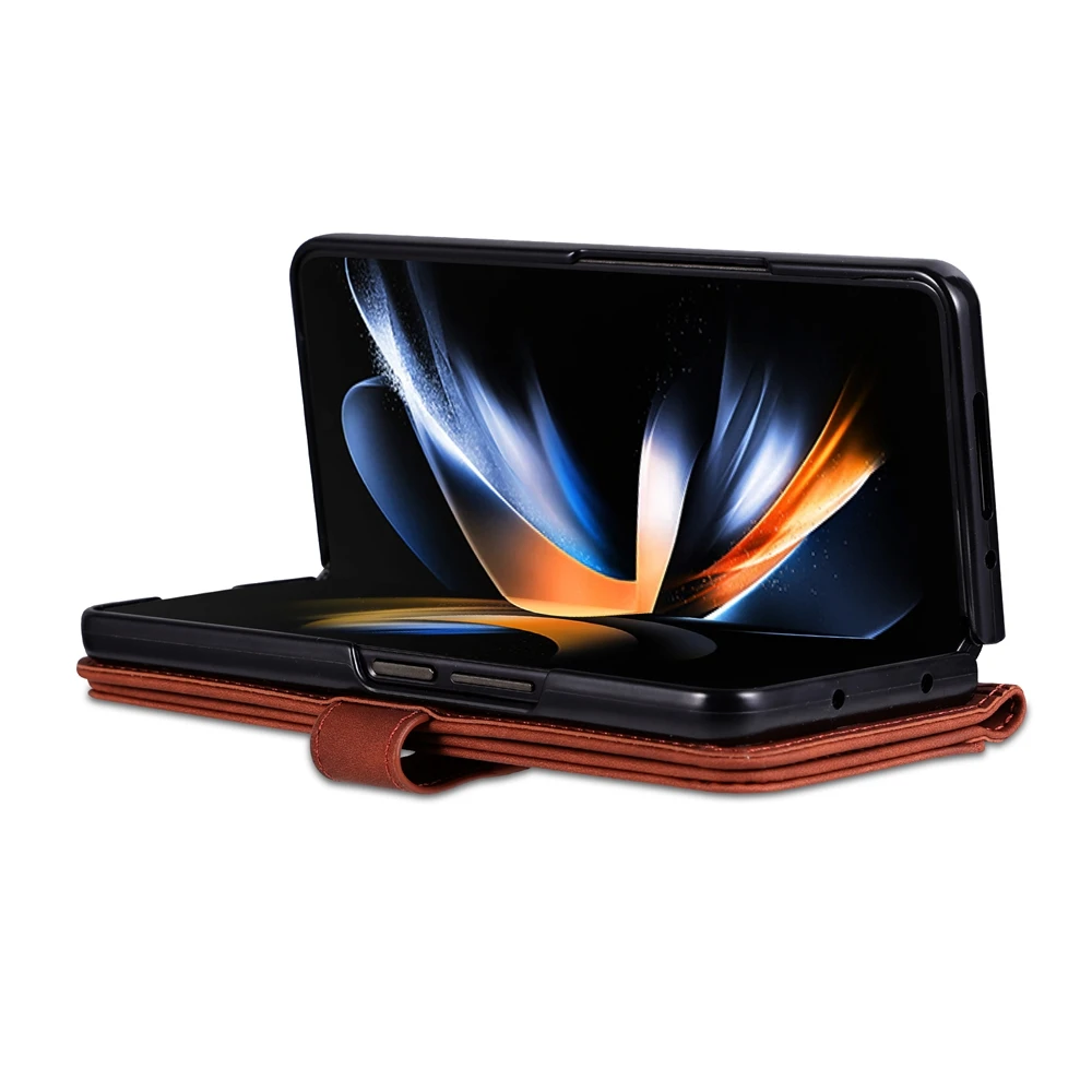 Luxurious Leather Flip Wallet Phone Case with Kickstand and Card Pockets - Anti-Fall Protection
