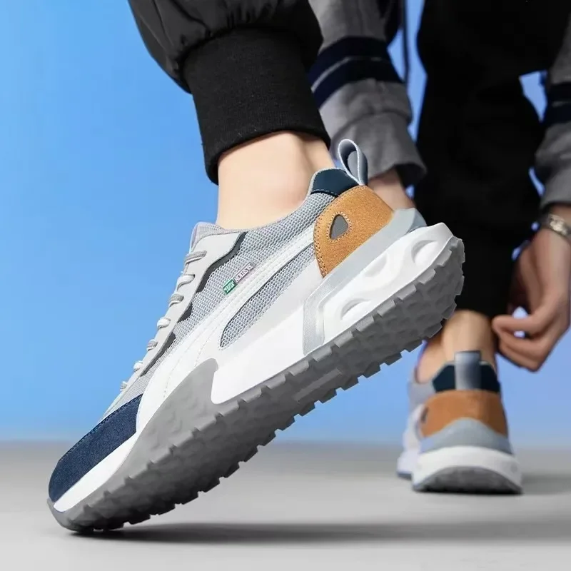 Men's Casual Sport Shoe Comfortable Breathable Mesh Running Shoes Non-slip Wear Resistant Vulcanize Shoe Trend Men Flats Trainer 3