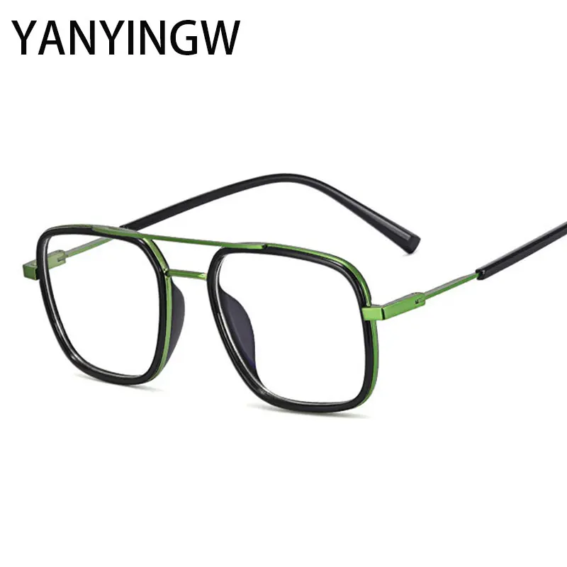 

TR90 Fashion Metal Square Large Size Pilot Glasses Men's Women Optical Spectacle Frame Double Beam Prescription Glasses