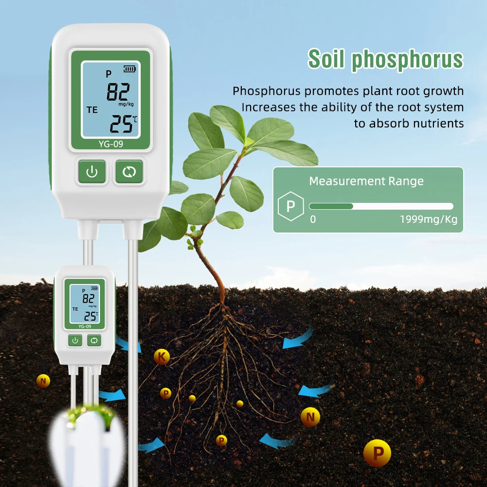 Nitrogen Phosphorus Potassium Detector 0-1999mg/kg Dual Needle Fertility Tester for Agricultural Soil Nitrogen Tester