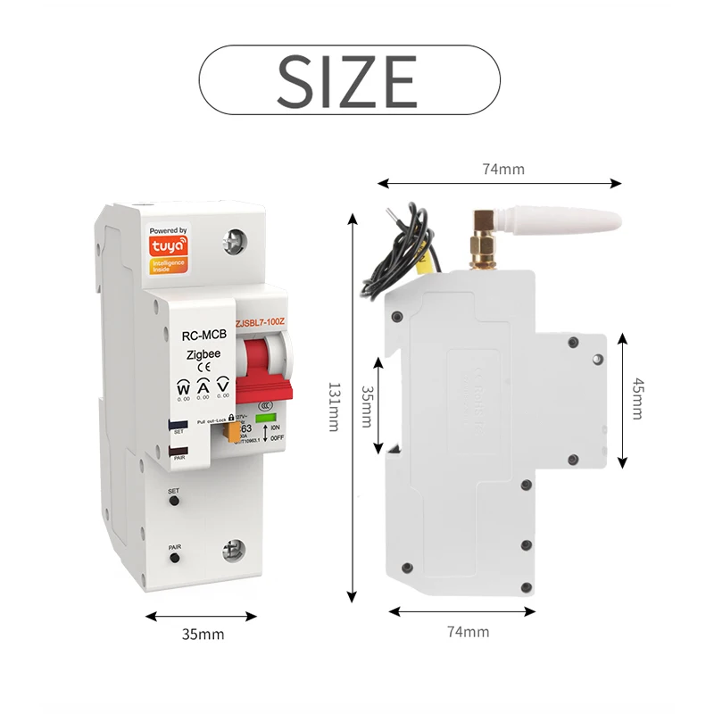 Zigbee Smart Circuit Breaker 1P Overload Short Protection Monitor Energy Consump