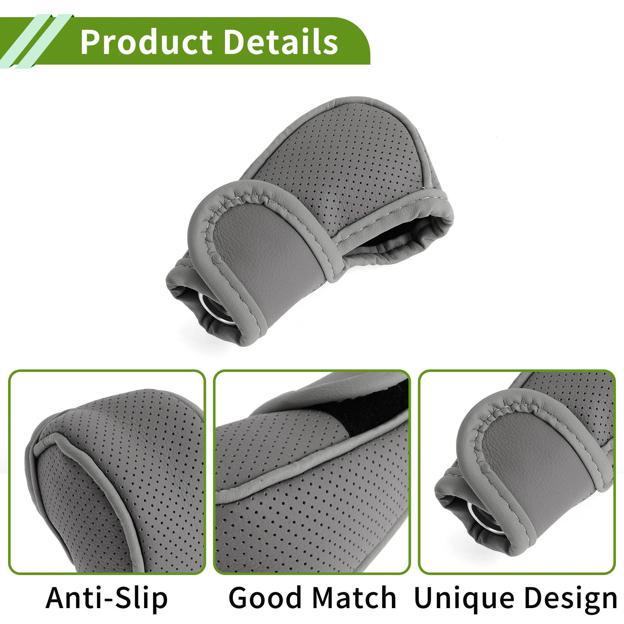 X Autohaux Grey Hoop Loop Fastener Rutschfeste Schutzhülle für manuellen Auto-Schalthebelknopf – Detail 12