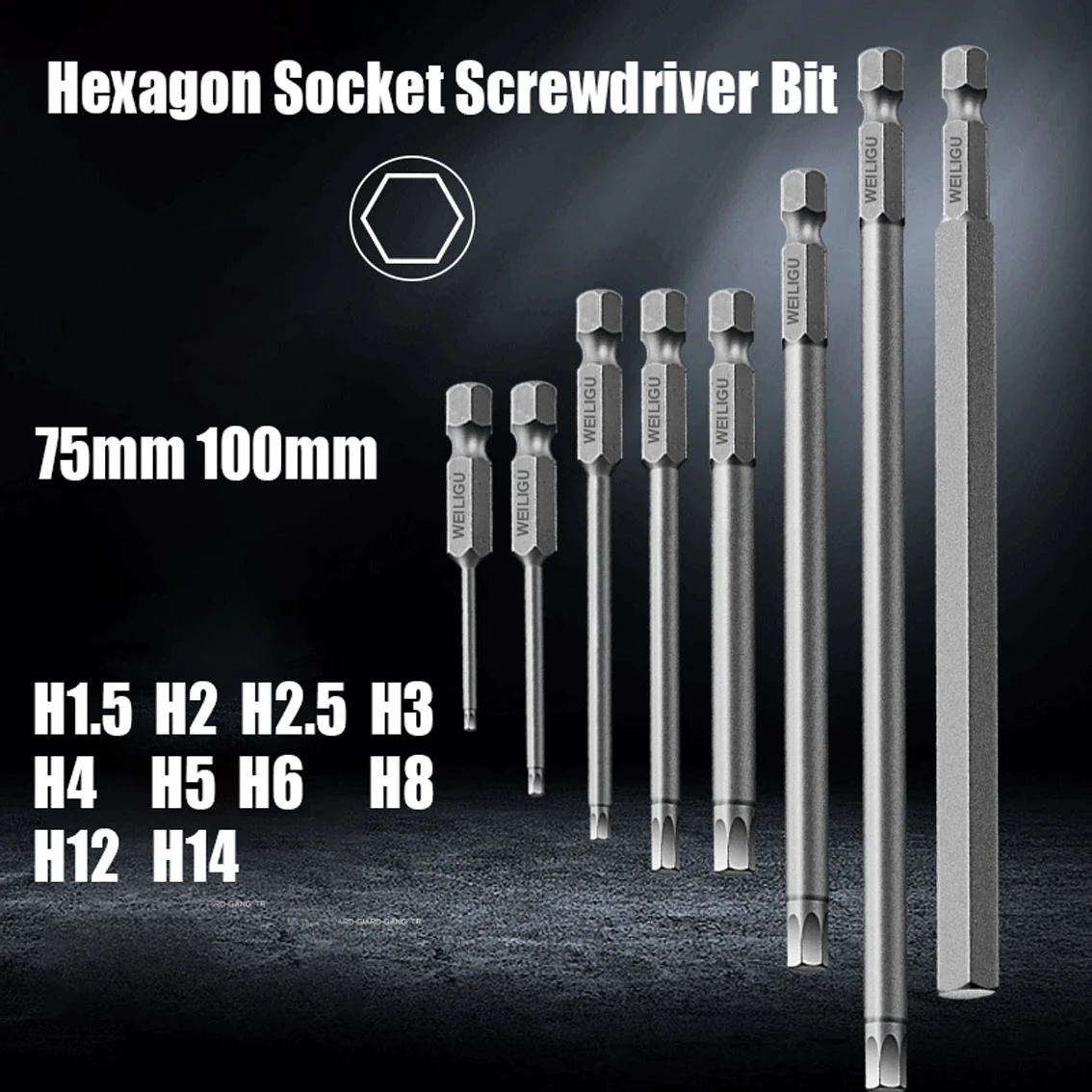 

75mm 1/4 Air Screwdriver Bit Impact Hexagon Socket 6.35 Round Shank Nut Driver Wrench Electric Screwdriver Bit Adapter Socket