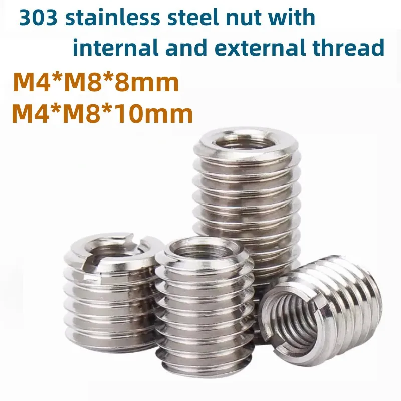 

M8 to M4 Internal and External Thread Adapter Nuts Screw Insert Sleeve Conversion Nut Coupler Convey Inside Outside Teeth Nut