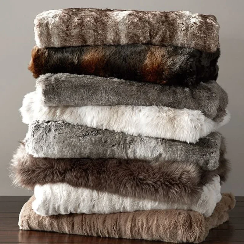 

American Imitation Fur Thickened Fleece Blanket Double Sofa Blanket Fleece-lined Model House Autumn and Winter Bed Blanket
