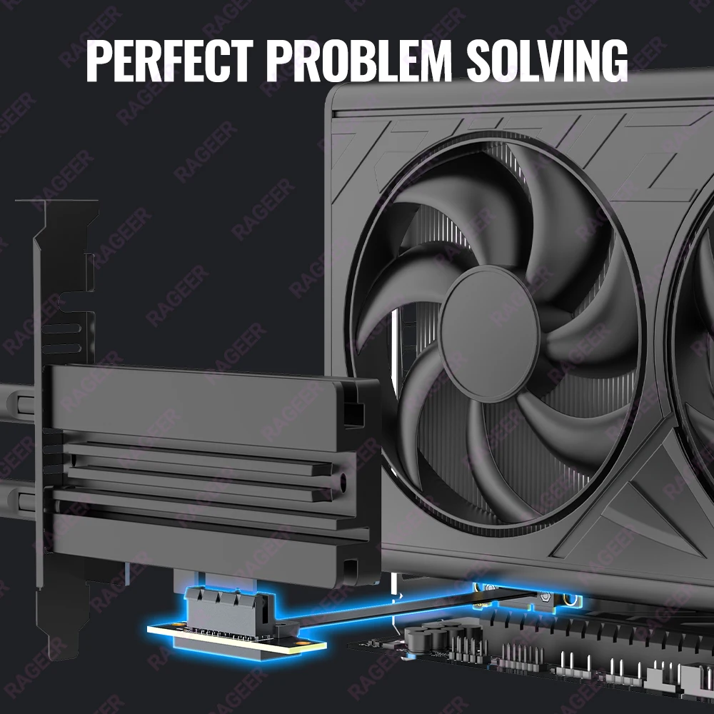 RAGEER Dual Right Angle PCIe Riser Cable