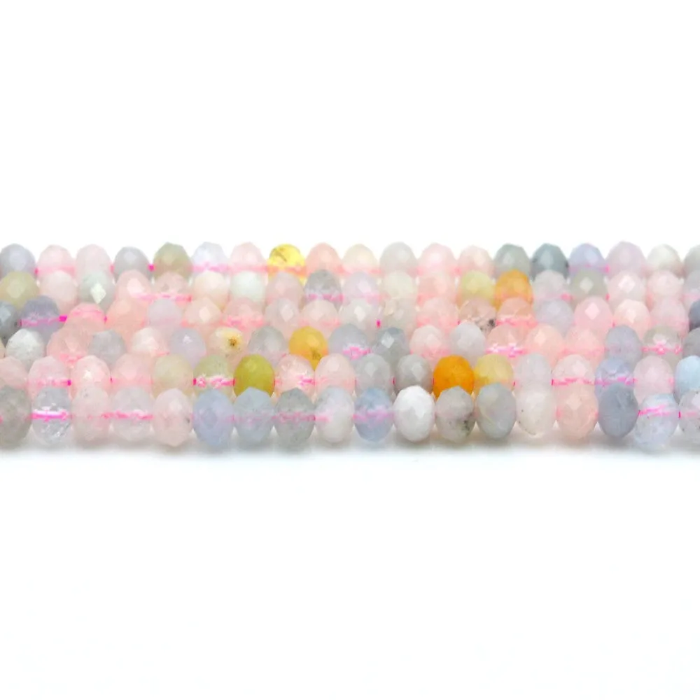 Wholesale Morganite Small Waist Beads Natural Faceted Rondelle Beads for Jewelry Making DIY Bracelet Earrings 15''