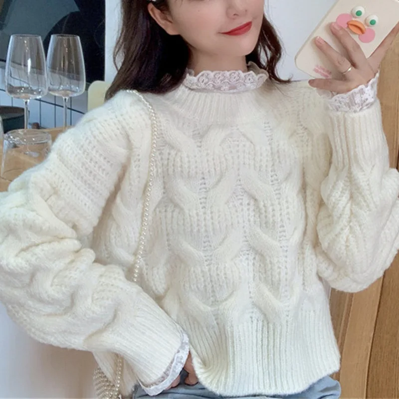 Women Knitted Sweater Autumn Winter Long Sleeve Pullover