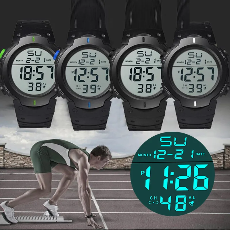 Relojes deportivos LED para hombre, reloj Digital multifuncional, de goma,  electrónico, para atletas