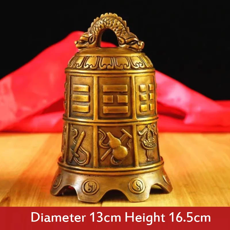 Pure copper Eight Immortals Buddhist Artifacts Temple Copper Treasures Copper Pendant Peace Small Bell Home Door Decoration, 1Pc