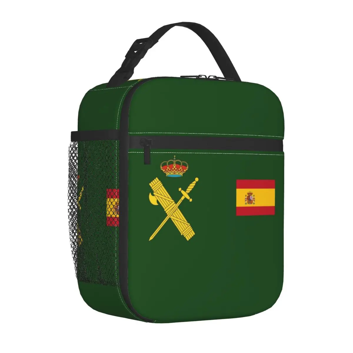 Spain Flag Plus Emblem Civil Guard Insulated Lunch Bag Cooler Bag Meal Container Spanish Large Tote Lunch Box Food Storage Bags lunch bag cooler bag