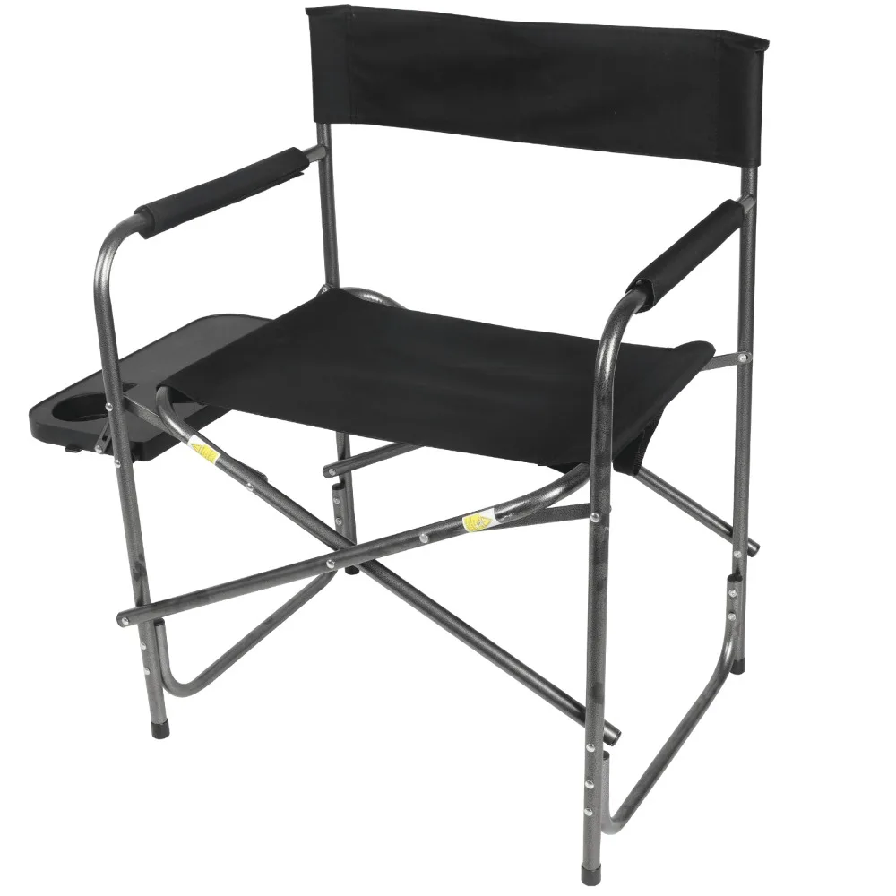 

Outdoor Director’s Chair with Side Table, Adult, Black Camping Chairs Easy Transport