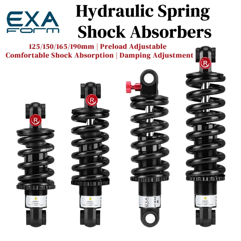 EXA FORM Hydraulic Spring Shock Absorbers 125/150/160/190MM 550/650 Pound Adjustable Damping Hydraulic Rear Shocks For MTB