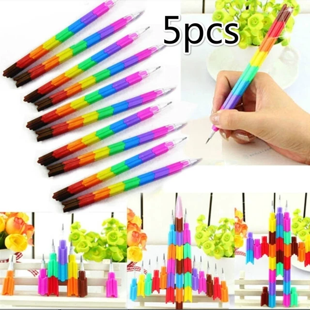 Rainbow Pencils Stackable Crayons Creative Rainbow Colored Pencils For Kids  12-Color Stacking Pen Favor For School Kids Gift