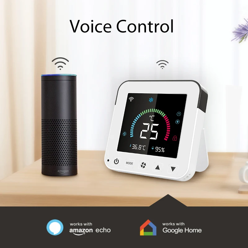 

Умный термостат NEO Coolcam Tuya с Wi-Fi, универсальный пульт дистанционного управления переменным током для кондиционера с цветной ЖК-подсветкой