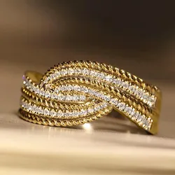 Elegant Two - Tone Sterling Silver Women's Ring - Shining Wedding & Engagement Jewelry - 8 (19009)