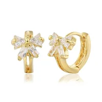 Cute Bowknot Zircon CZ Small Huggie Hoop Earrings For Women Girls Baby Kid Child Brass Gold Color Anti-Allergic Jewelry Aretes 2