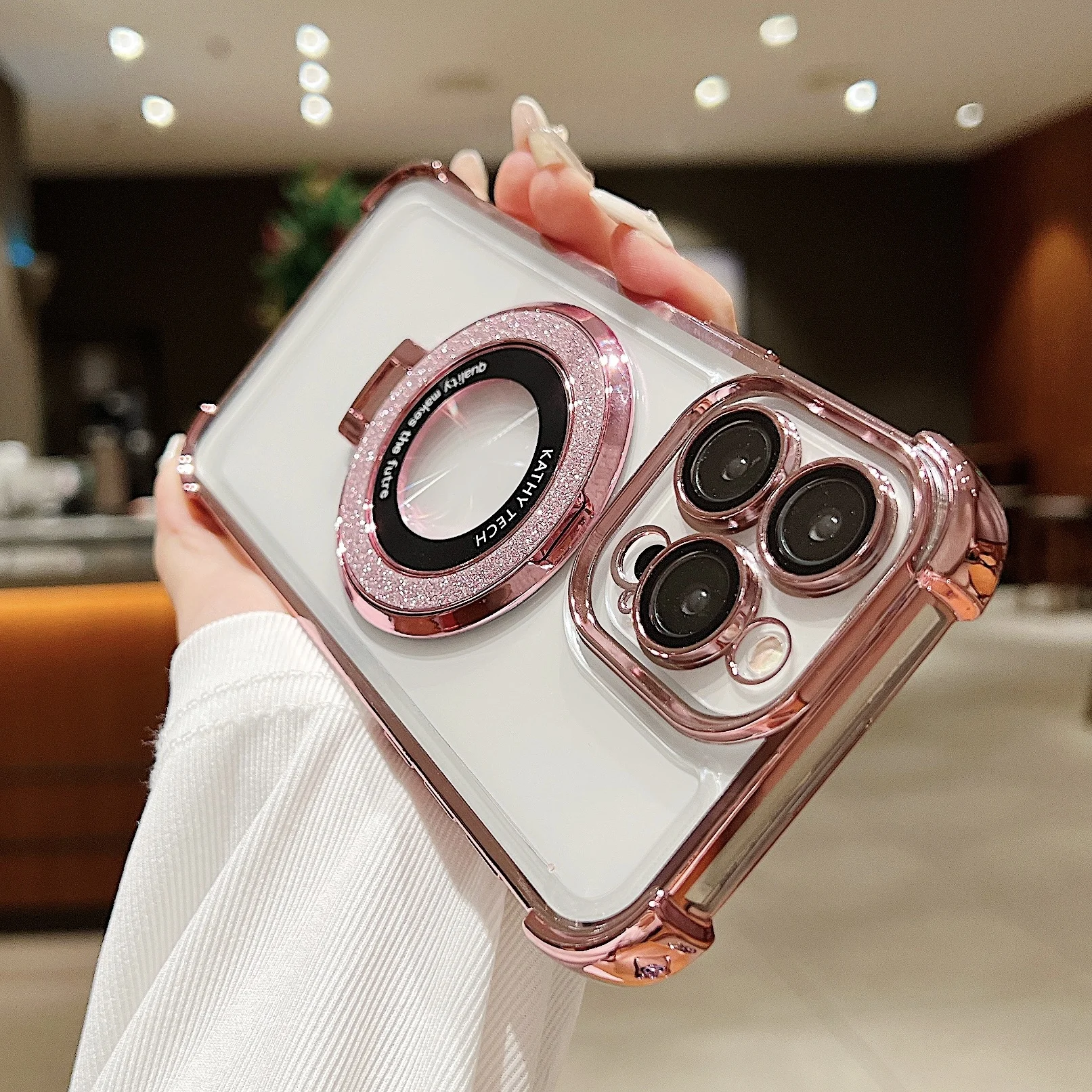 Läpinäkyvä TPU-pehmeä puhelinkotelo iPhone 15 14 Plus 13 12 11 Pro Maxille, magneettinen rengasjalka, iskunkestävä kameralinssi_voghion.com