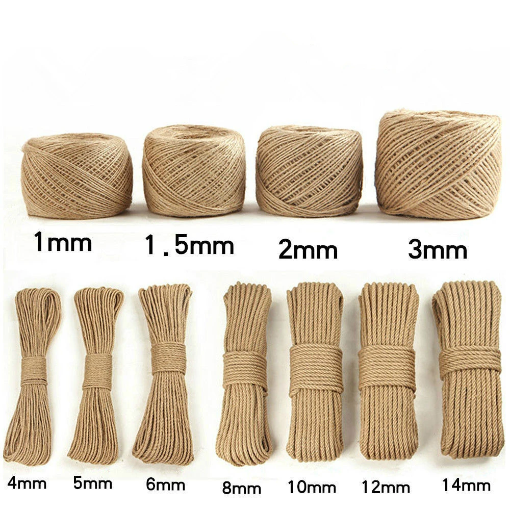 1mm-12mm Natural Jute Burlap Rope Cord String For Weddings Belt Strap  Floristry Party Gardening Decoration DIY Gift Packing