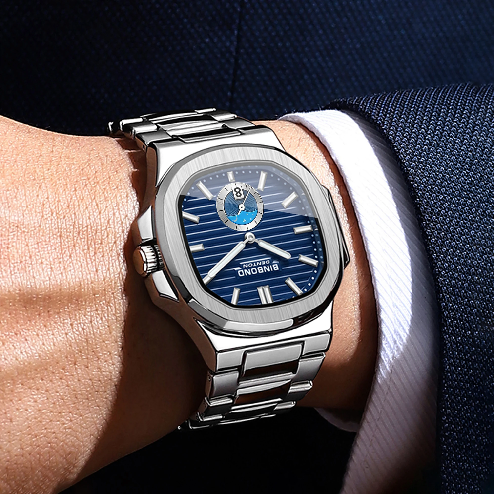 BINBOND Luxury Luminous Stainless Steel Men's Quartz Watch - Waterproof and Stylish