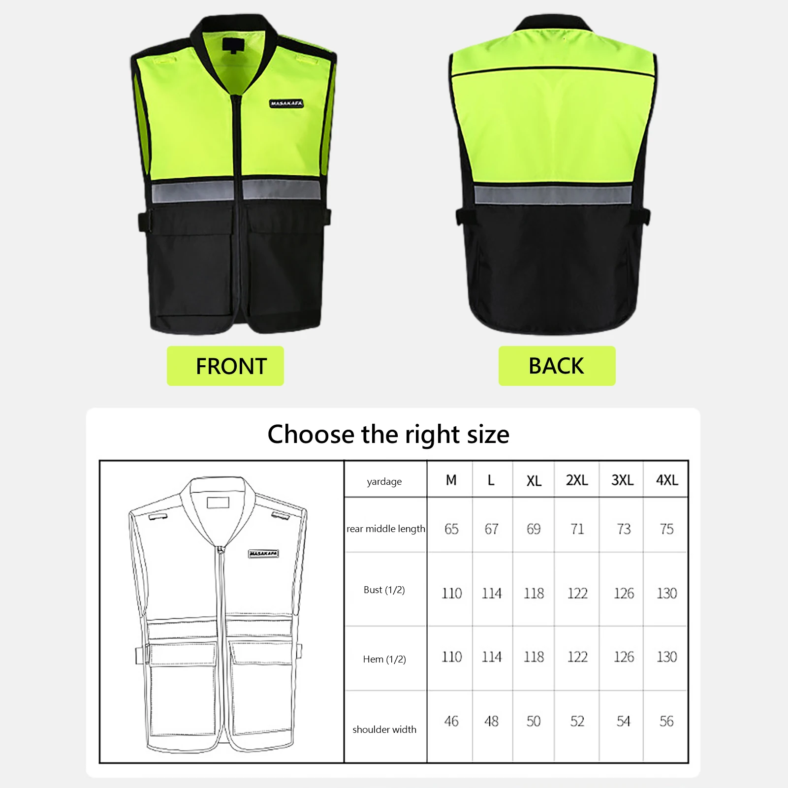 Reflective Straps Safety Vest Motorcycle Highlight Safety Vest Night Riding Fluorescent Vests Cycling Running Oxford Cloth