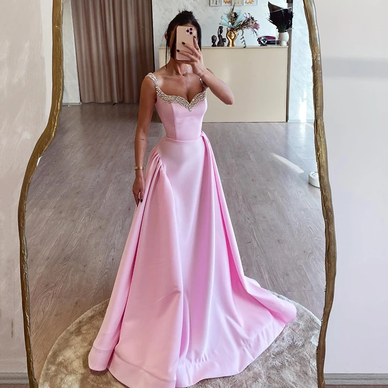 

Thinyfull 2024 Formal A-Line Prom Evening Dresses Sweetheart Beadings Satin Party Dress Women Cocktail Gowns Saudi Arabia Dubai