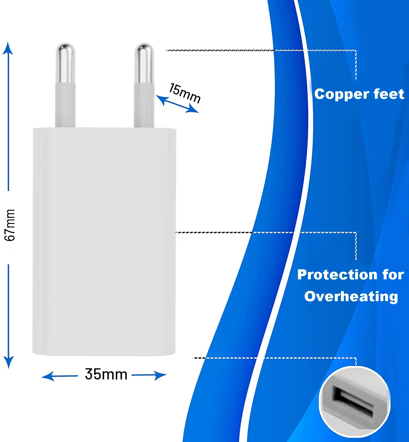 20 pièces universel 5V 1A USB mur voyage chargeur tête adaptateur secteur Portable prise ue charge pour téléphone Portable MP3 7 8 Xs