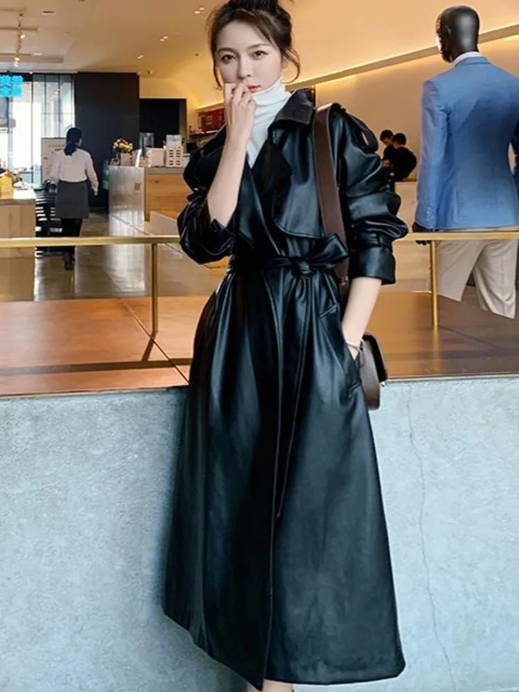 

[EWQ] Single Breasted Long Windbreaker 2023 autumn Trench Coat Outwear 16U98401XL