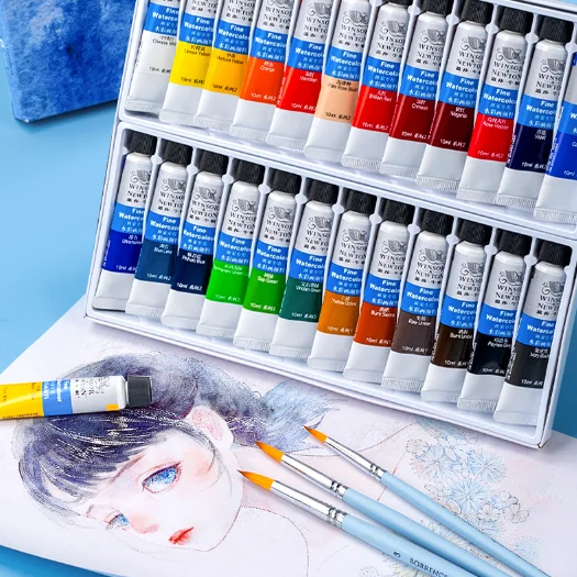 WINSOR&NEWTON Professional Watercolor Painting Paint Fine Smooth 12/18/24/36 Colors 10ML For Artist Student Watercolor Painting Set Watercolor Paint Watercolor Pigment
