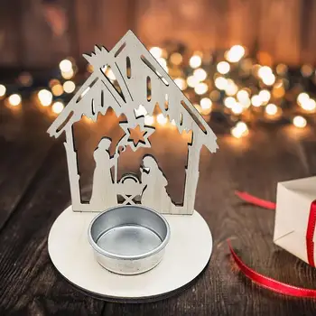Christmas Wooden Candlestick Star Jesus Advent Pendants Charming Suspending Nativity Ornaments Set For Festival DIY Crafts