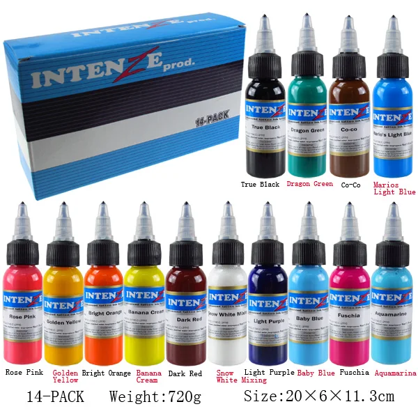 14 Color Tattoo Ink Pigment for Semi-permanent Makeup Eyebrow Eyeliner Lip Body Arts Paint Non-toxic Tattoo Supplies 30ml/bottle