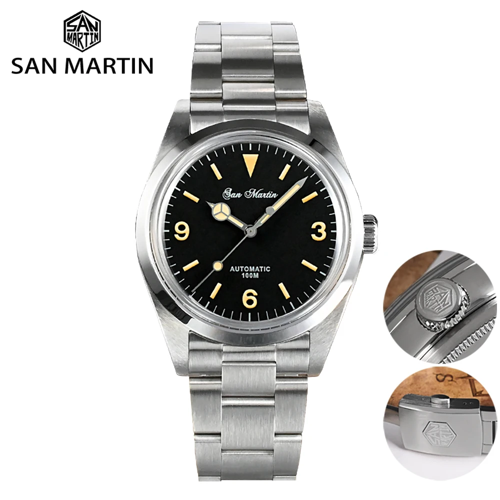 Mechanical watch diver watch San Martin 39mm Explore Climbing Series Men Watch Sport Retro Luxury Sapphire NH35 Automatic Mechanical Watches 10Bar Luminous