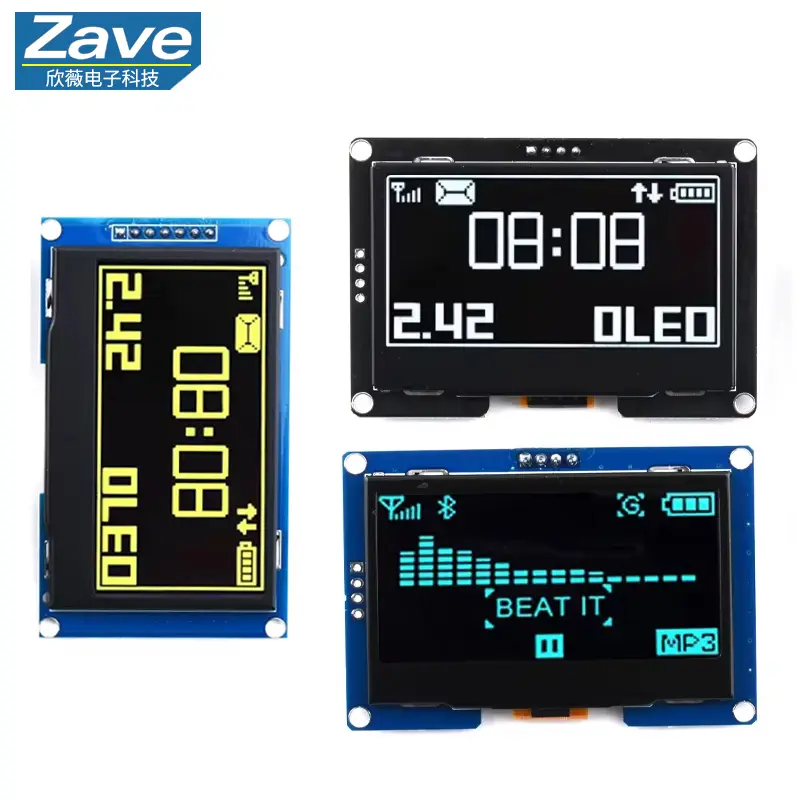 2.42" 2.42 inch OLED Display Module 128x64 LCD HD Screen Module SSD1309 7 Pin SPI/IIC I2C Serial Interface for Arduino UNO R3 image 1