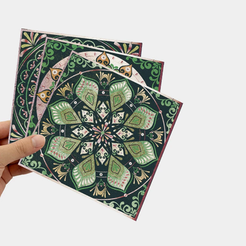 European Mandala Flower Self-adhesive Wall Stickers Tile Stickers Living Room Kitchen Waterproof Wall Stickers 24pcs
