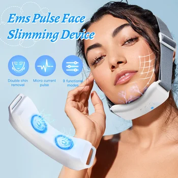 Ems Pulse Face Slimming Device, Double Chin Remover, Facial V Shape Slimming,lifting Vibration Hot Compress Facial Care Massager 1