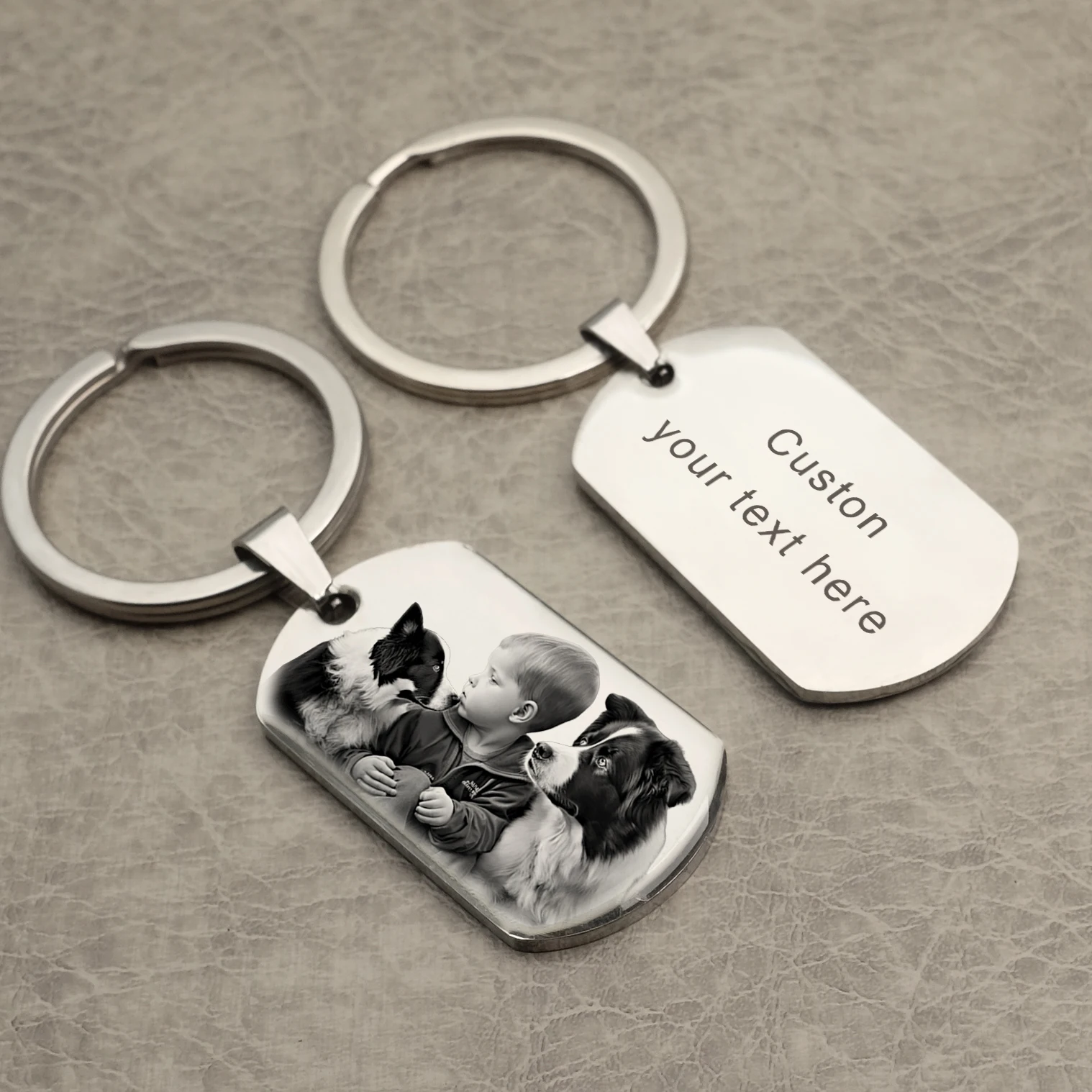 Porte-clés personnalisé avec photo, porte-clés photo de chat, cadeaux commémoratifs de chien personnalisés, votre nom, père, cadeau de petit ami