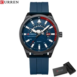 CURREN Luxury Waterproof Sports Silicone Watch with Automatic Date Function (Blue box)