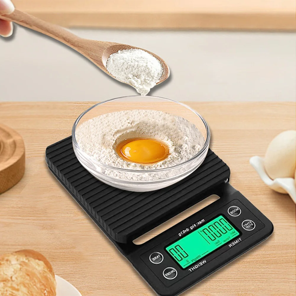 5/3kg Portable Kitchen Scales High Precision Measuring LCD Portable Coffee Scale with Timer 0.1g Drip Coffee Scale with Timer