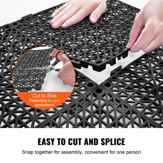 SucceBuy Interlocking Tile 12/50/55PCS 12"x12" Splicing Soft PVC Drainage Floor Tiles Non-Slip Drainage Holes