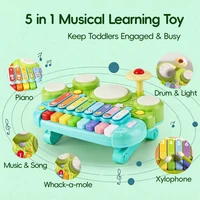 3 in 1 Baby Musical Toys, Piano Keyboard Xylophone Drum Set, Baby Piano for Toddlers 1-3, Drum Set for Toddlers 1-3, Baby Toys 6-12 Months Boys Girls 6